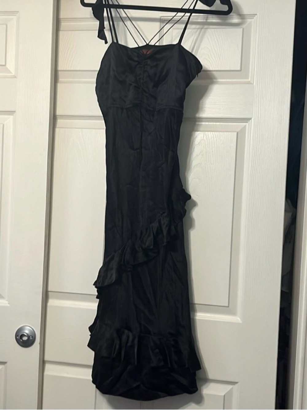 Vintage Eddie Rodriguez 100% Silk Ruffle Slip Dress Y2K Vampy size 4